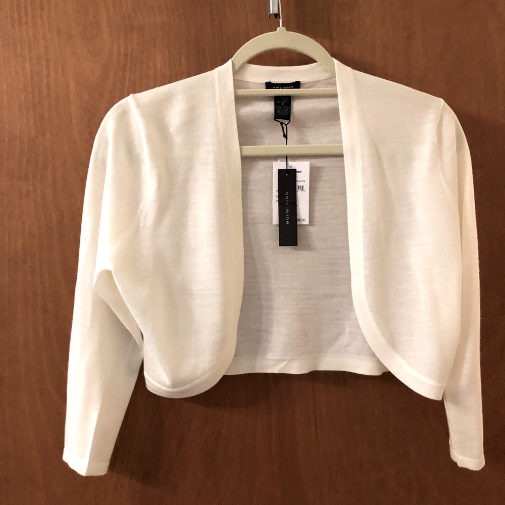 Only mine white shrug,  Marino wool and acrylic , S  NWT